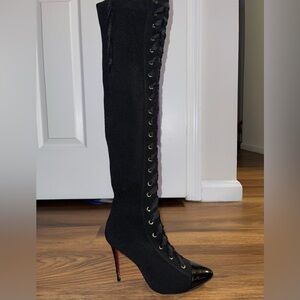 Christian Louboutin Frenchie 100 Lace-up Over the Knee Boots EU 37.5 / US 7.5
